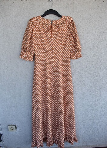 s Beden Vintage 90'S Uzun Fırfır Detaylı Elbise SM beden ????