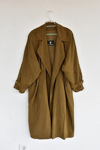 52 Beden haki Renk Haki Oversize Vintage Trençkot 52-60 ????