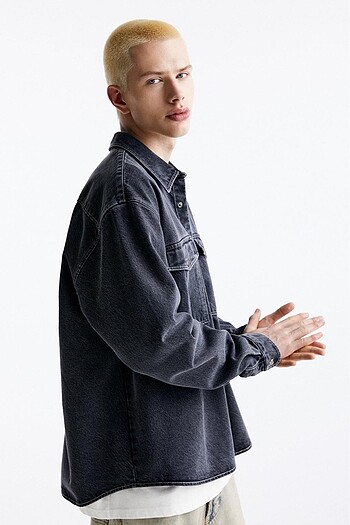 Pull & Bear Erkek Oversize Denim Gömlek S ????