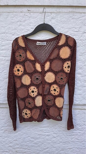 American Vintage Örgü Blok Yama Desenli Yazlık Hırka 34/36 ????