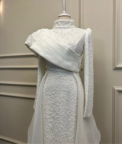 Tasarımcı Tesettür Nikah Elbisesi/Gelinlik