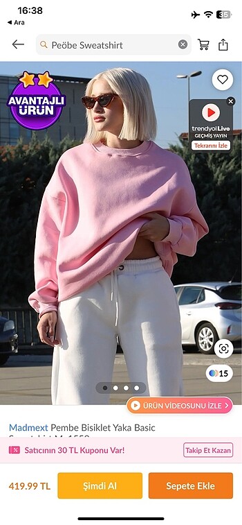 PAMUK SEKER PEMBE SWEATSHİRT