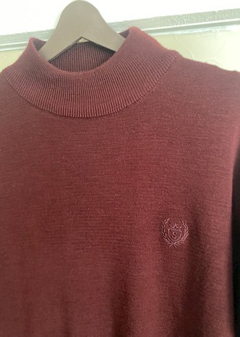 Bordo erkek Kazak, Bisiklet Yaka, Salaş - Görsel 7