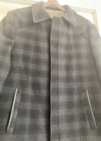 Gri ekoseli Erkek kaşe kaban - Görsel 4