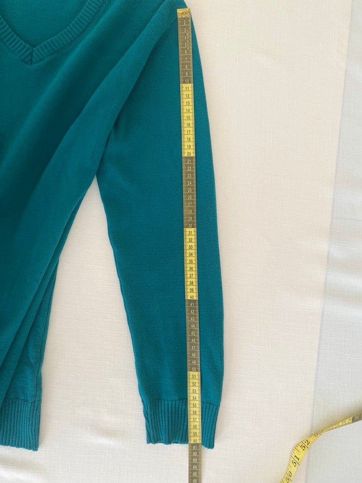 Turkuaz V Yaka Erkek Triko Kazak - Görsel 4