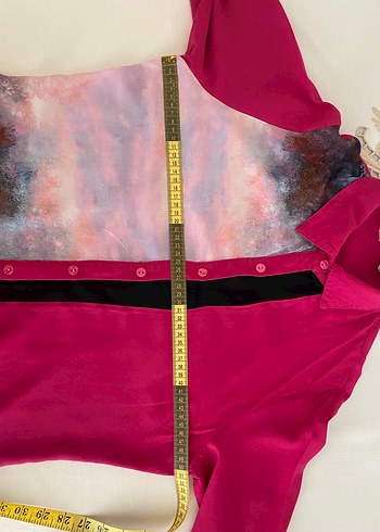 Uzun Kollu, Düğmeli, Desenli Pembe Tunik - Görsel 2