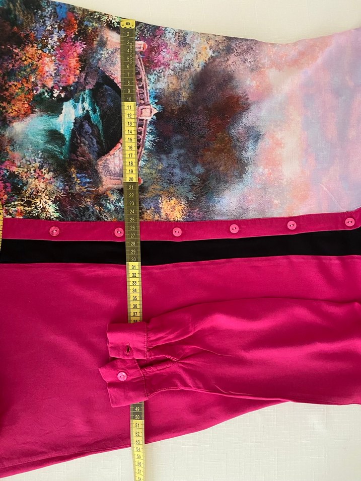 Uzun Kollu, Düğmeli, Desenli Pembe Tunik - Görsel 3