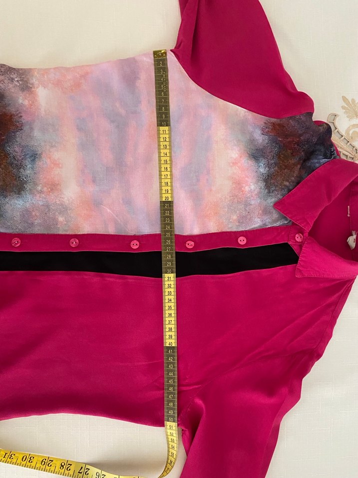 Uzun Kollu, Düğmeli, Desenli Pembe Tunik - Görsel 2