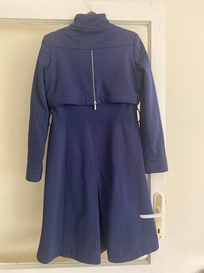 Lacivert Uzun Düğmeli Kadın Kaban - Görsel 2