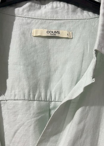 l Beden Colin's Oversize Su Yeşili Keten Kadın Gömlek