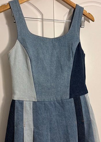 xs Beden Mavi Kadın Düğmeli Regular Fit Denim Jean elbise
