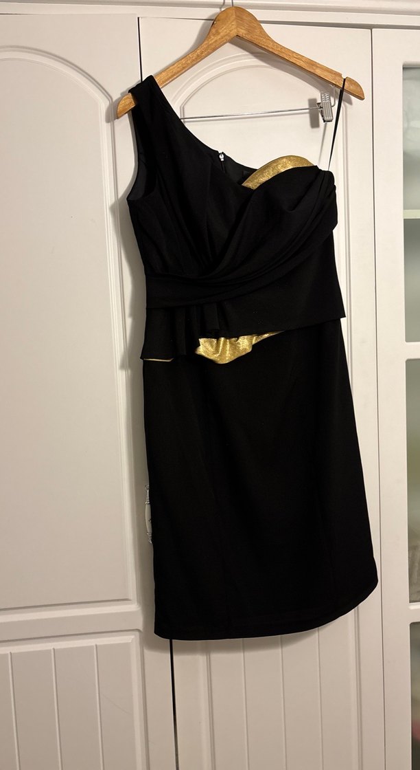 Fermuarlı Siyah Mini Tuxedo Elbise - Görsel 4