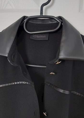 Network Siyah Deri detaylı Ceket bluz - Görsel 3