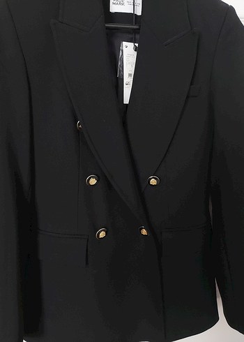 Düğmeli Siyah Kadın Blazer Ceket - Görsel 2