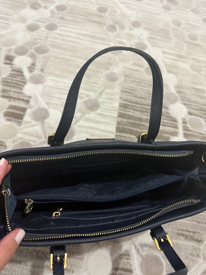 Lacivert  Deri şık çanta - Görsel 3