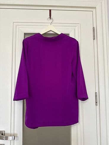 Çok şık standart beden şal yaka saten tunik ceket - Görsel 2