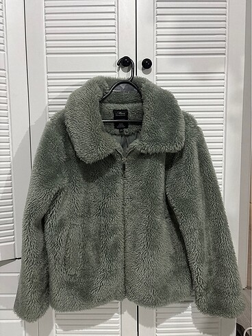 Su yeşili peluş ceket