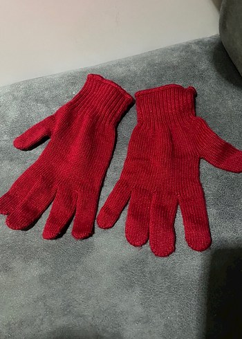 Kadın Kırmızı Örgü Eldiven - Görsel 2