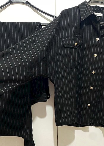 Kadın Siyah Çizgili Kuşaklı takım - Görsel 6