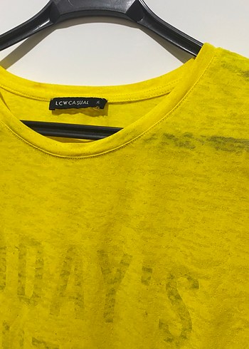 Sarı Loose Fit Kısa Kollu Tişört - Görsel 2