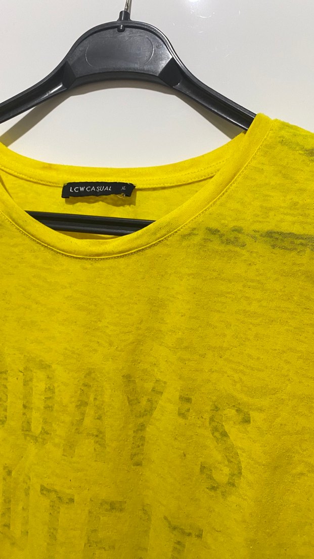 Sarı Loose Fit Kısa Kollu Tişört - Görsel 2