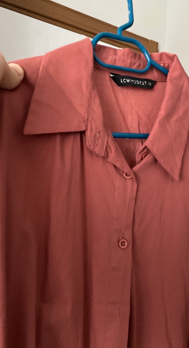 Bordo Kadın Keten Uzun Kollu Gömlek - Görsel 3