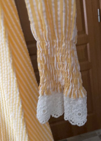 Uzun Kollu Sarı Nakışlı gofre Gömlek - Görsel 5