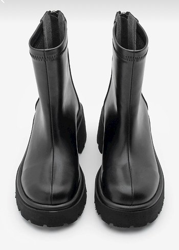 Siyah Fermuarlı Kadın Topuklu Bot - Görsel 2