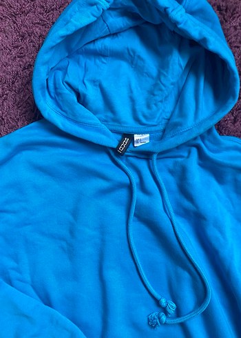 Mavi Kapüşonlu Kadın Sweatshirt - Görsel 3