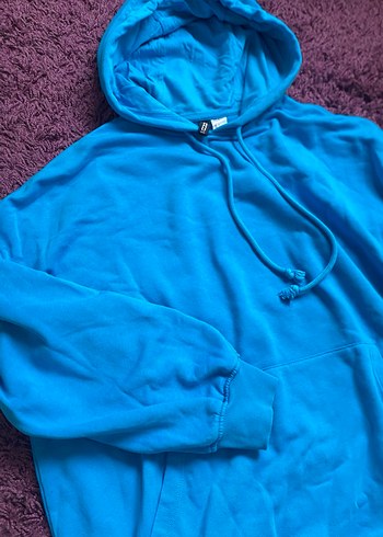 Mavi Kapüşonlu Kadın Sweatshirt - Görsel 2