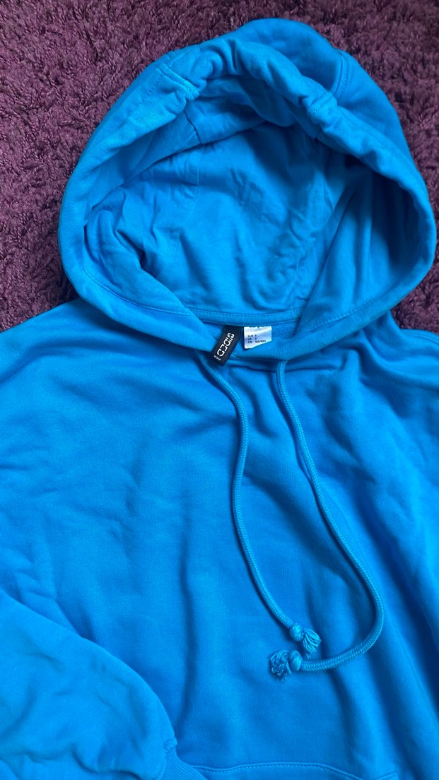 Mavi Kapüşonlu Kadın Sweatshirt - Görsel 3