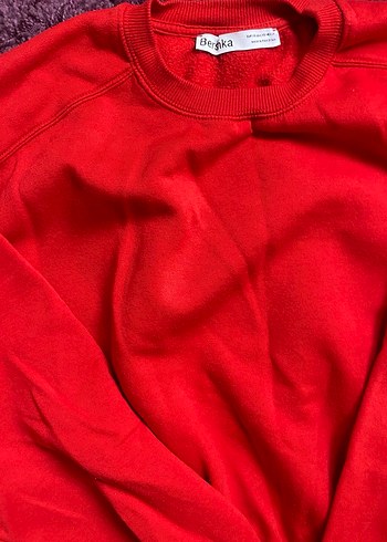 Kırmızı Kadın Sweatshirt, Uzun Kollu, Salaş - Görsel 3