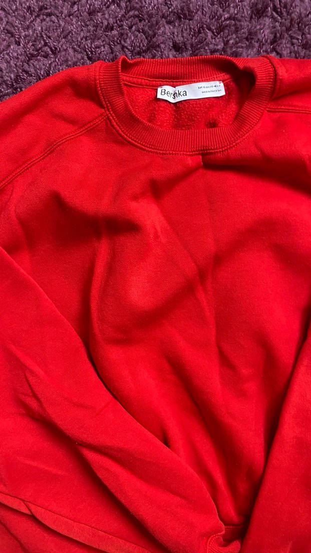 Kırmızı Kadın Sweatshirt, Uzun Kollu, Salaş - Görsel 3