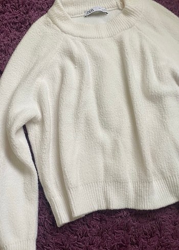 Beyaz Rahat Örgü Kadın Kazak - Görsel 2