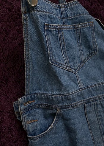 Kadın Lacivert Denim Askılı Midi Bahçıvan Elbise - Görsel 2