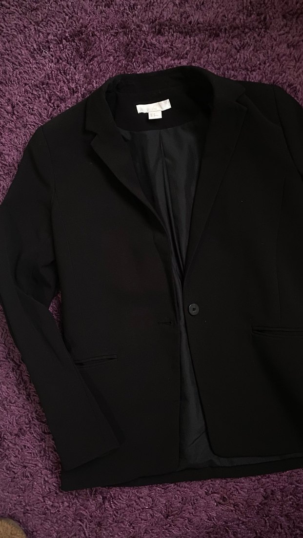 Düğmeli Siyah Kadın Blazer Ceket - Görsel 4