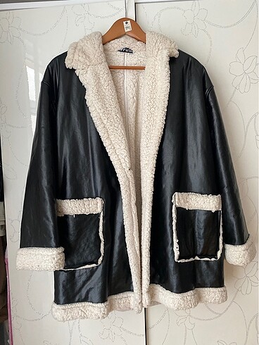 Zara model oversize yünlü deri ceket
