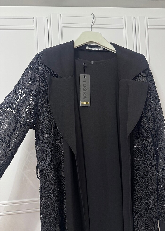 İç elbiseli işlemeli abaya - Görsel 4