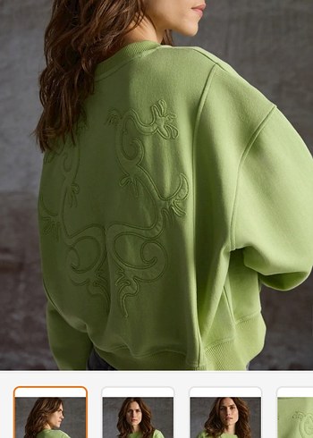 Diğer Nakışlı Yeşil Kadın Sweatshirt