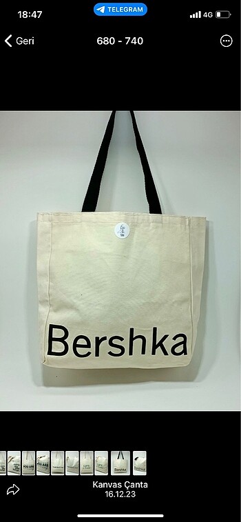 Bershka yazılı bez çanta