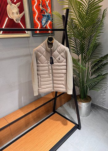 Bej Erkek Kısa Şişme Mont Yüksek Yakalı - Görsel 2