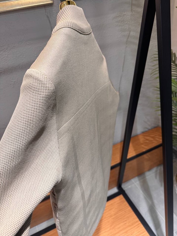 Bej Erkek Kısa Şişme Mont Yüksek Yakalı - Görsel 3