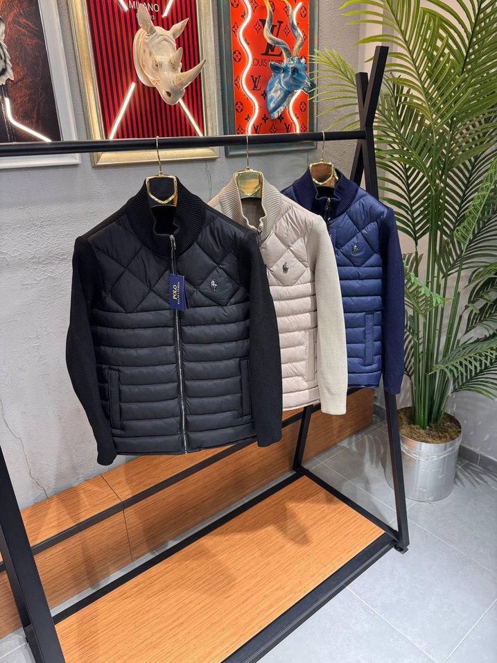 Bej Erkek Kısa Şişme Mont Yüksek Yakalı - Görsel 4