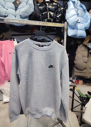 Gri Nike Erkek Sweatshirt, Rahat Kesim - Görsel 2