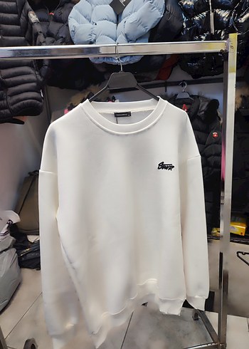 Beyaz Erkek Sweatshirt, Regular Fit, Crew Neck - Görsel 2