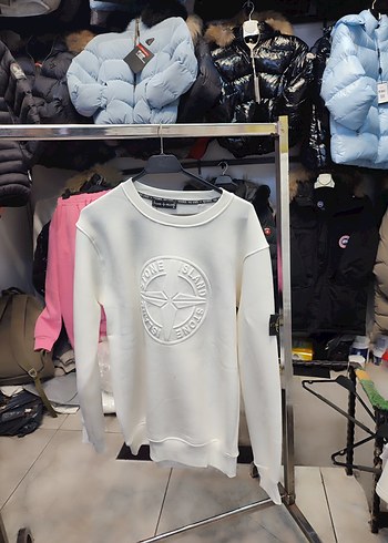 Beyaz Erkek Sweatshirt, Bisiklet Yaka, Rahat Kesim - Görsel 3