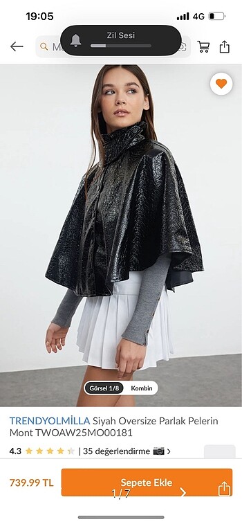 Oversize tarz pelerin ceket