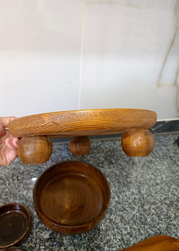 Zara Home Koyu Kahverengi Ahşap Tabak ve Sunum Seti