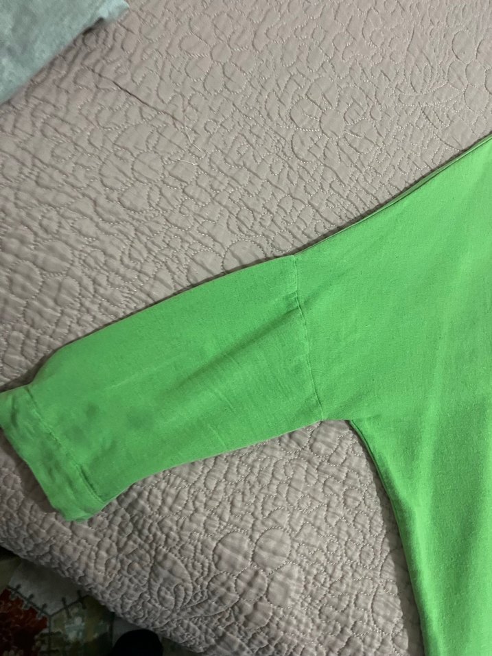 Düğmeli Yeşil Keten Gömlek - Görsel 3