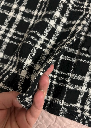 Düğmeli Siyah Kareli Kadın Gömlek - Görsel 4